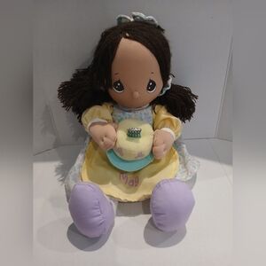 Vtg Precious Moments May Doll With Birthday Cake Brown Hair Brown Eyes  12 In.